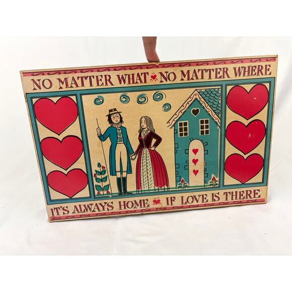 VTG No Matter What, No Matter Where LOVE Wooden Wall Decor Plaque Unique - Picture 10 of 10